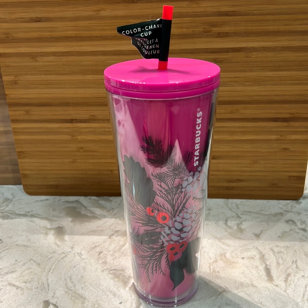 Starbucks holiday pink 24oz tumbler color changing cup